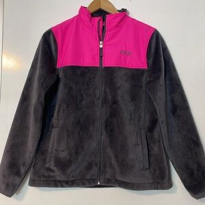 Fila Sport Womens Fleece Jacket Zip Up charcoal grey &  Pink Size Medium